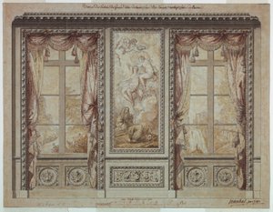 Diseño para una pared de ventana con panel de tapiz de Jean Baptiste Marechal